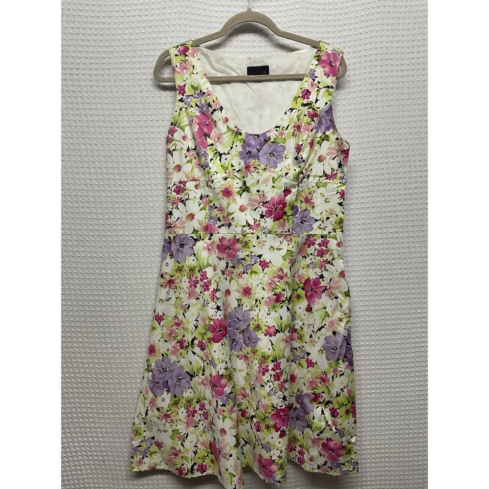 Vtg Scarlett Floral Crew Neck‎ Sleeveless Dress Size 7/8 Multicolor Cottagecore